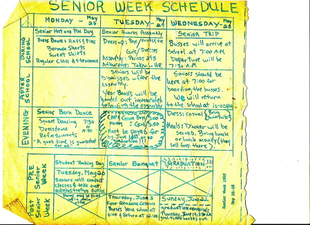 Senior Week Schedule