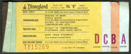 1960's Disneyland Ticket Book.
