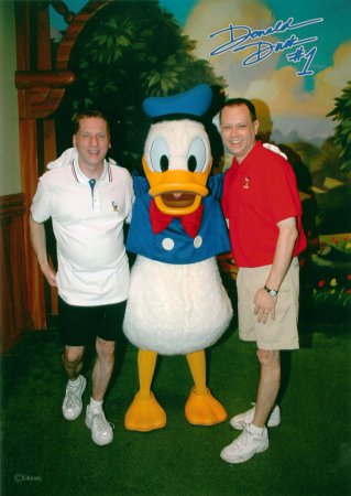 Mark, Donald Duck, and myself in Disney.