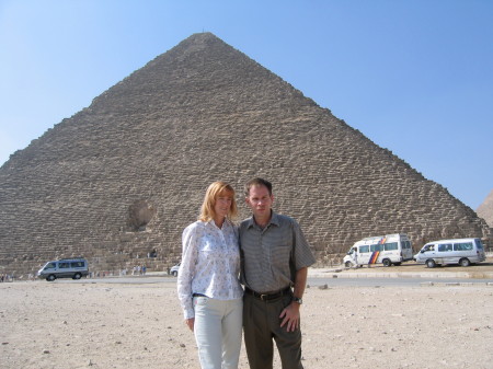 Ann & Robert at Giza pyramids, Egypt 2005