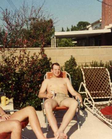 Ron Jeglum hanging out in his backyard