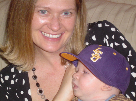 Mom and Cullen cheer on the Tigers