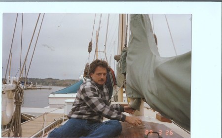 Doug on Darnell's Sailboat 1999