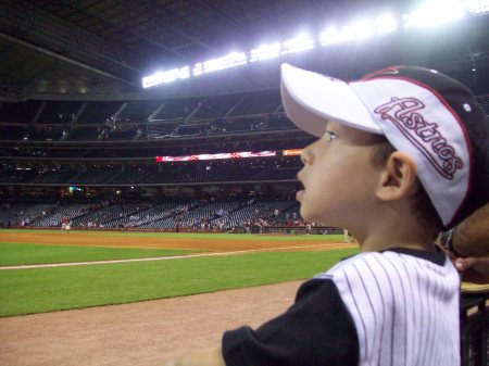 Aaron in awe of the field