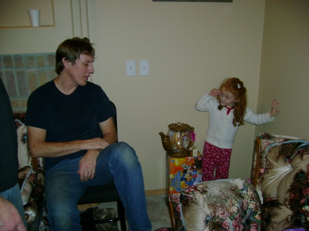 My husband Having Tea party with neice!