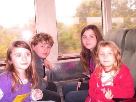 My neice and my kiddos on the train Christmas