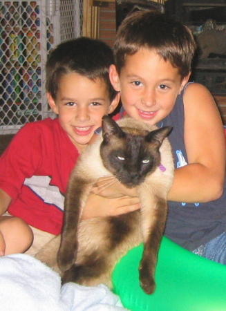 Will and Ben with Romeo our cat