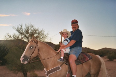 Son Kelly & Grandson Wyatt riding Skippy