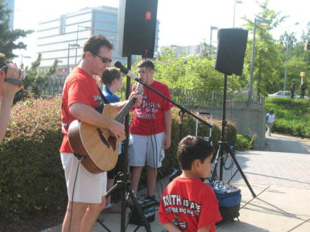 Leading worship in the streets of Atlanta