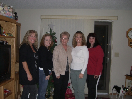 Mom, sisters and me at Christmas