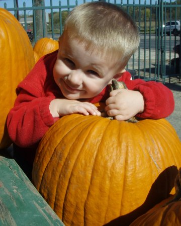Konner Picked his pumpkin.