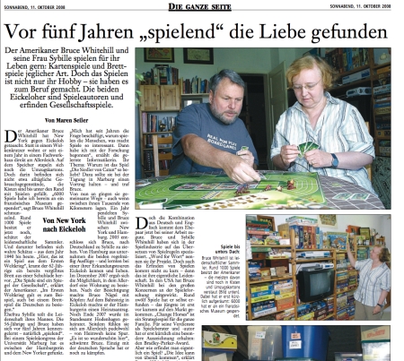 Newspaper article about our games and our book
