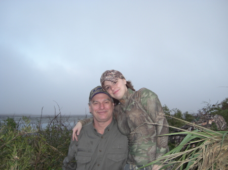 Tim and daughter Laura in duck blind