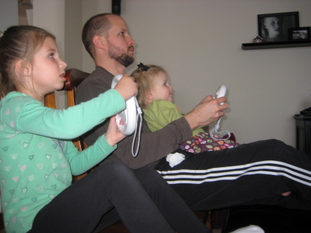 Playing with the new Wii on Christmas 2008