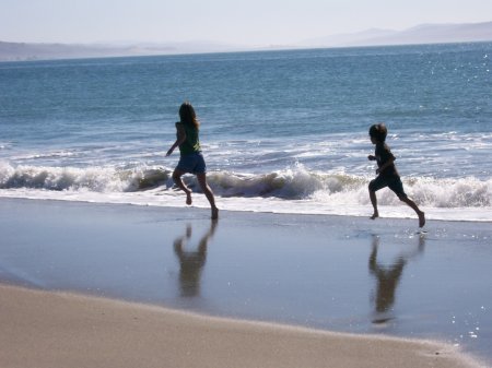 Taylor & Brennen on the beach, Bodega Bay