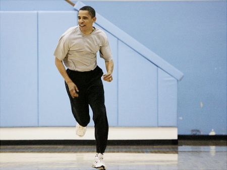 Barack Obama keeping fit on the campaign trail