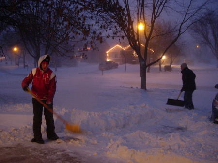 Digging out after a North Dakota blizzard.