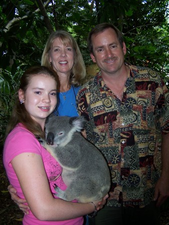 Snuggling a koala