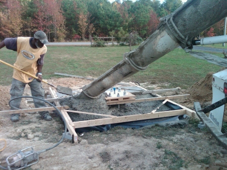 poouring concrete pad for wind turbine