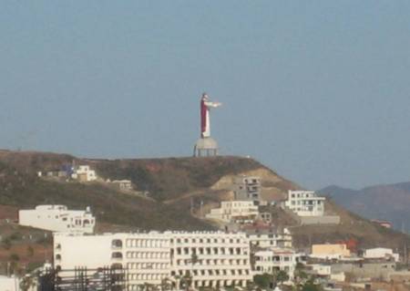 The Christ overlooking the ocean