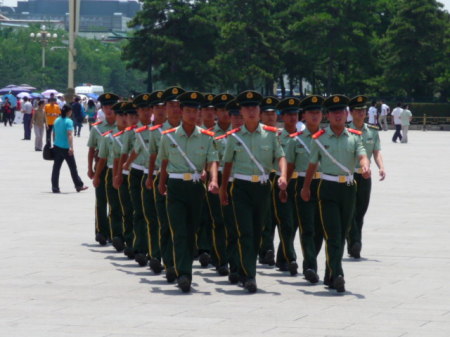 Marching to their post at Tiamamin Square