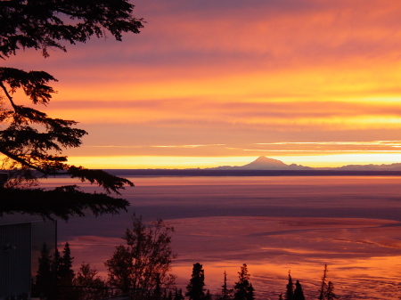 sunset view Mt Readoubt Alaska