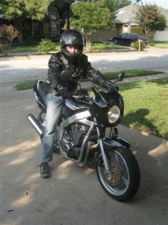 My son, Andre', on his bike.