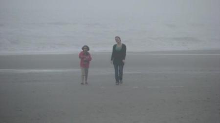 Bailee and Valerie on the beach xmas morning