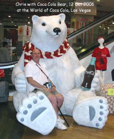 Chris with the Coca-Cola bear in Las Vegas