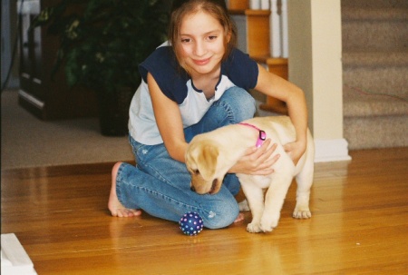 Marie with the new dog