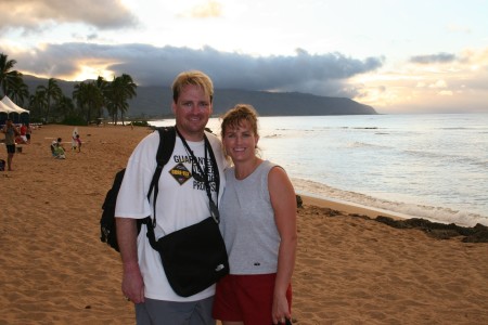 With wife Michelle at Hawaii's North Shore