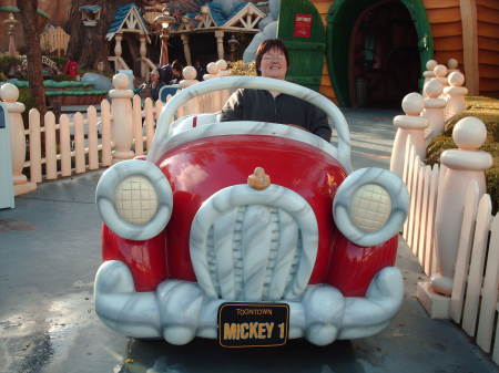 Me driving Mickey Mouse's car