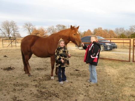 Katie, Mandy and Grandpa's horse Lucy