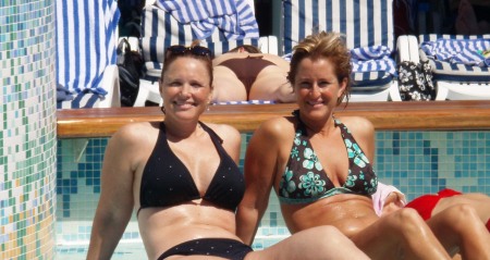 Tif and Elaine at the Pool