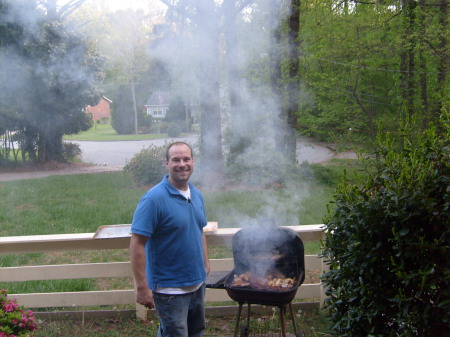 Nick cooking out on the grill