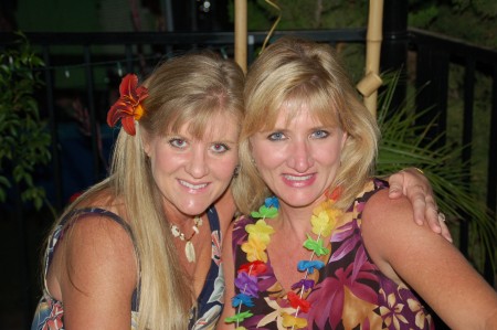 My sister Dawn and I at a Luau