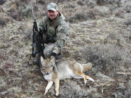 Coyote hunting.