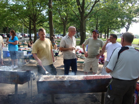 John Hall working the Burgers!