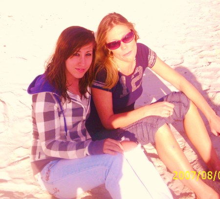 me and sara at the beach just yesterday