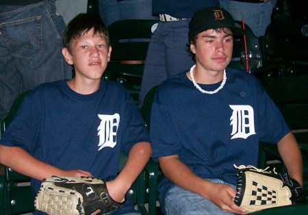 my sons Tyler and Cody w/me at tigers game