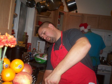 the Men cooking Christmas Breakfast