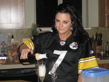 Tami enjoying the Steeler's 6th Super Bowl win