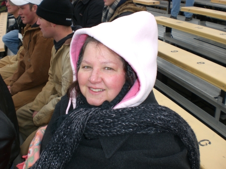 My wife bundled up at Purdue-Indiana Game
