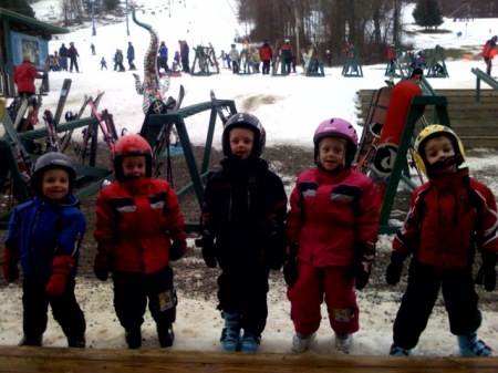 Kids skiing with cousins