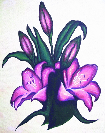 Lily-Acrylic painting by Denise A. Wells