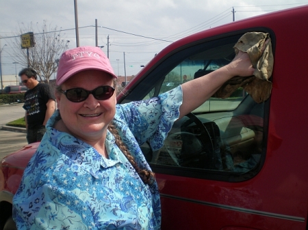 Washing cars...