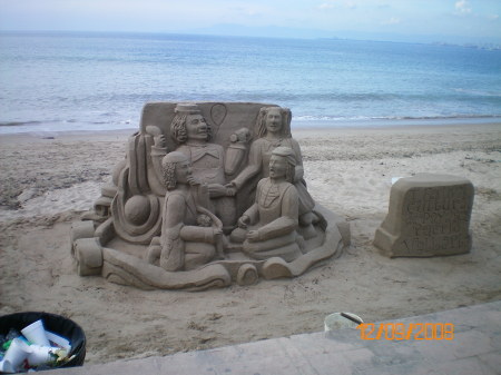 Sand sculptures on the beach