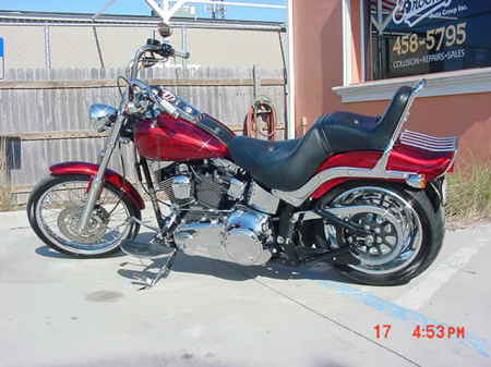 07 softail candy red over grinded bare metal