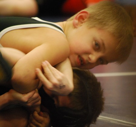Grandson Tristen's first wrestling meet