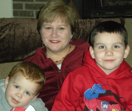 Me with grandsons at Christmas 08